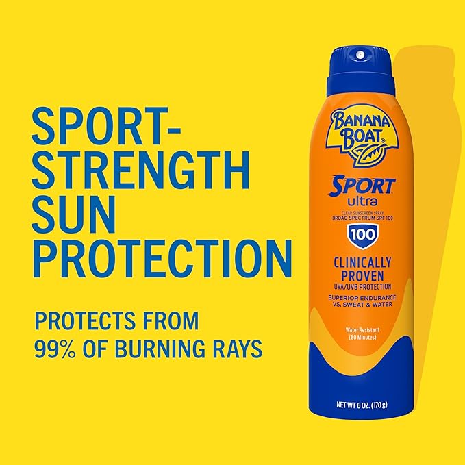 Banana Boat Sunscreen UltraMist Sport Performance Broad Spectrum Sun Care Sunscreen Spray - SPF 100, 6 Ounce