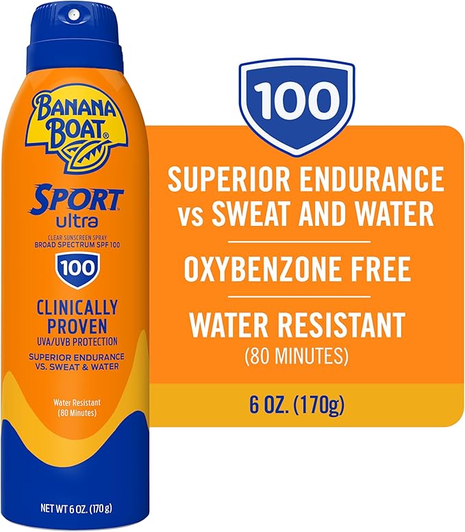 Banana Boat Sunscreen UltraMist Sport Performance Broad Spectrum Sun Care Sunscreen Spray - SPF 100, 6 Ounce