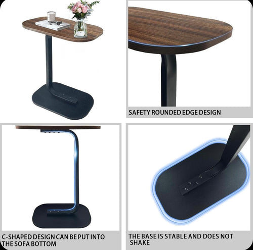 Metal c shaped side table study computer coffee table